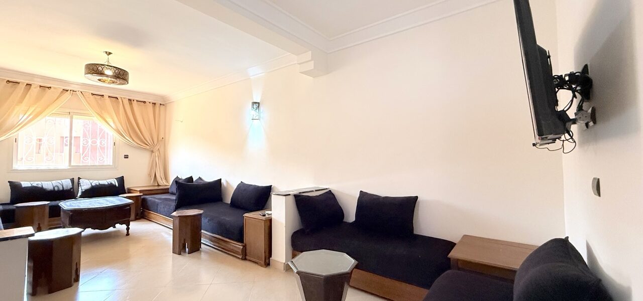 Grand salon lumineux – appartement 3 chambres à vendre Marrakech