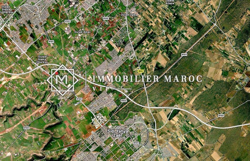 Vue satellite du terrain de 80 ha à vendre sur la Route de Zaër, secteur Sidi Yahya Zaër, Rabat