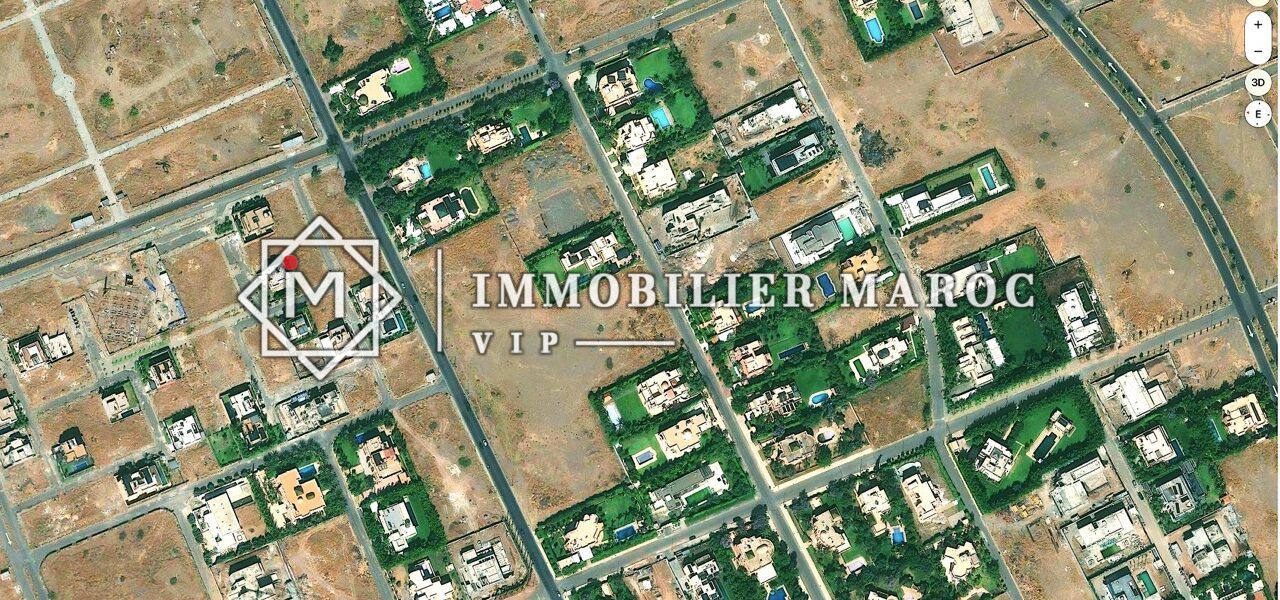 Vue satellite des deux terrains de 2 400 m² à vendre avenue Mohammed VI, Agdal, Marrakech