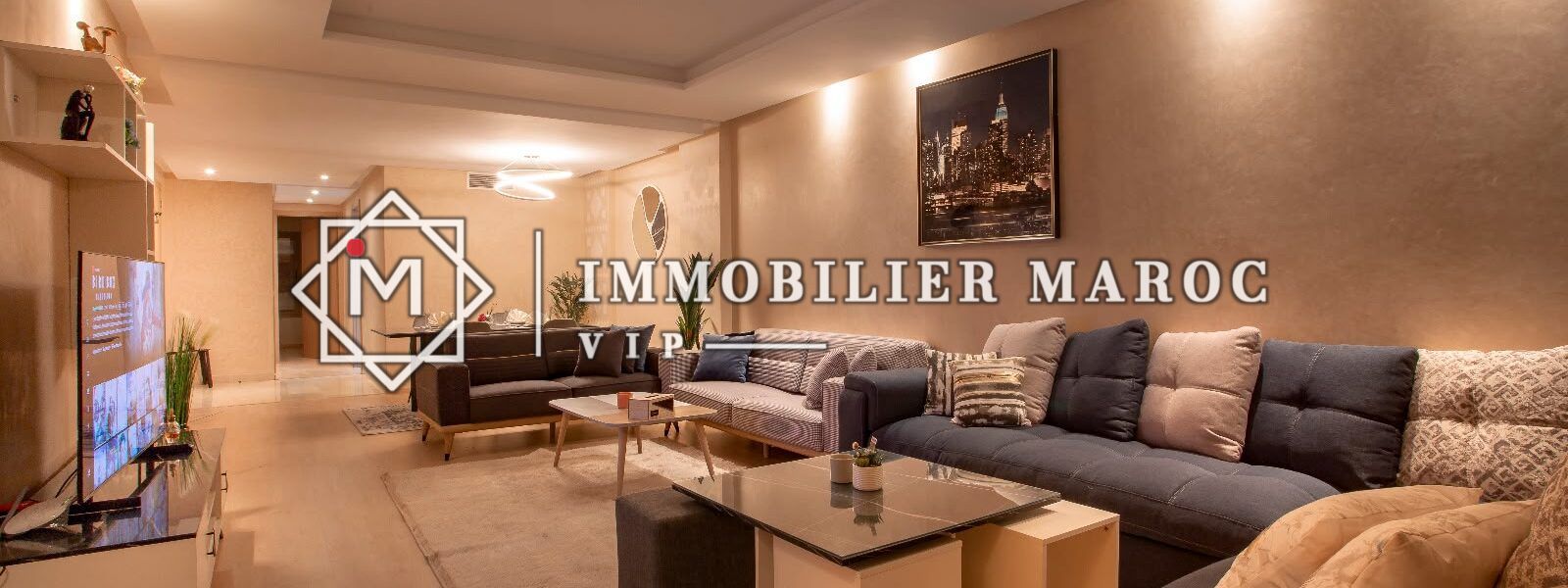 Salon de l'appartement meublé à louer à Prestigia, avenue Mohammed VI, Marrakech