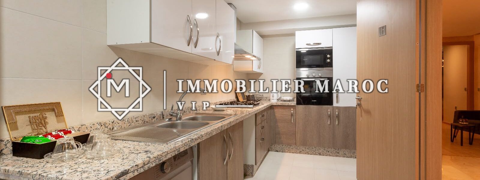 Cuisine séparée et équipée de l'appartement à louer à Prestigia, Marrakech