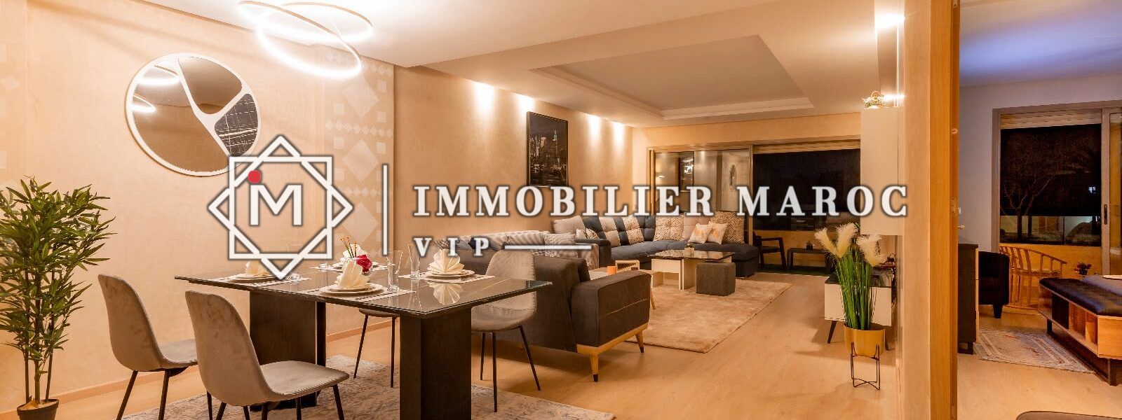 Grand séjour avec salle à manger, appartement de 140 m² à louer à Prestigia, Marrakech