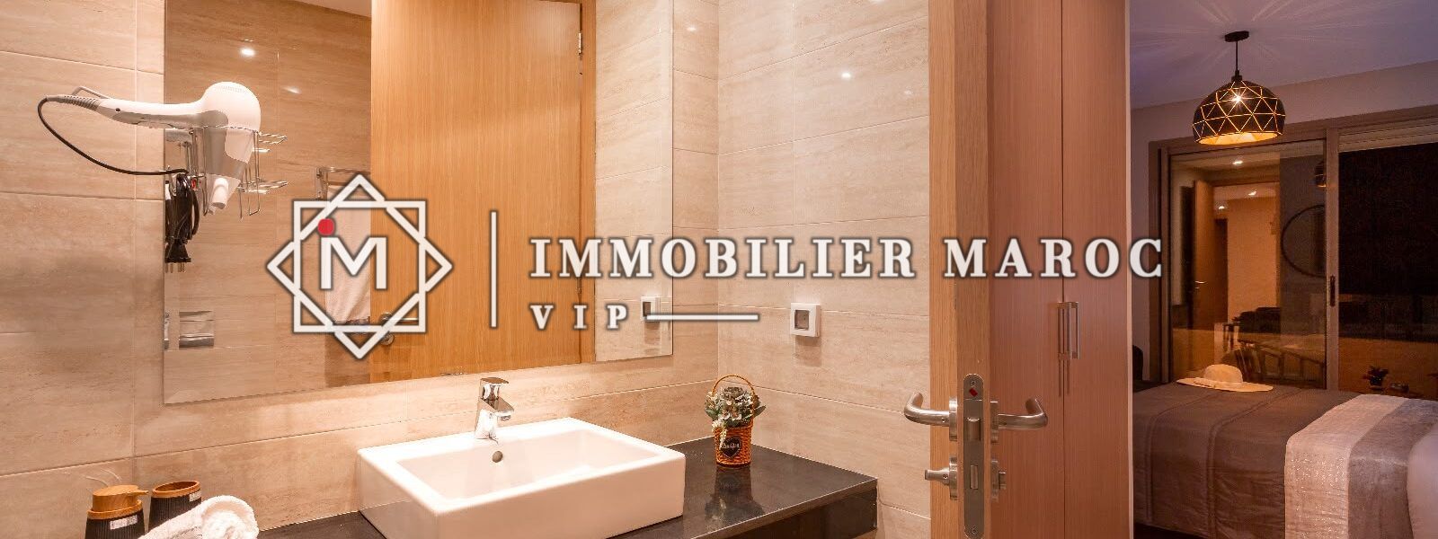 Salle de bain avec vasque, appartement à louer à Prestigia, Marrakech