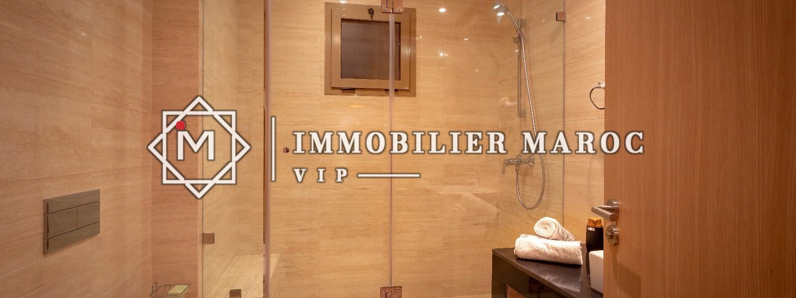 Salle de bain avec douche à l'italienne, appartement à louer à Prestigia, Marrakech