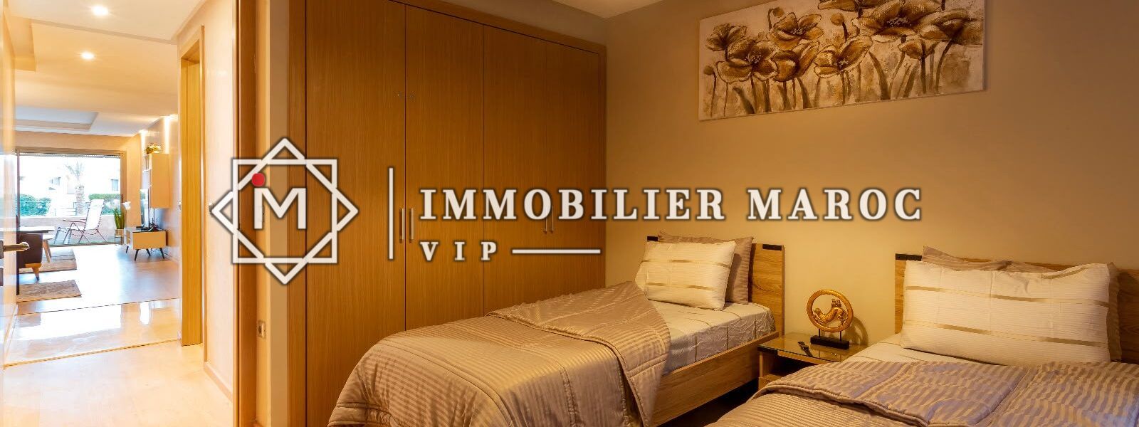 Chambre à deux lits avec placards intégrés, appartement à louer à Prestigia, Marrakech