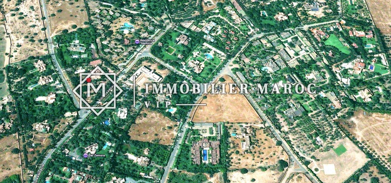 Vue satellite du terrain de 7 ha à vendre sur le circuit de la Palmeraie, Marrakech